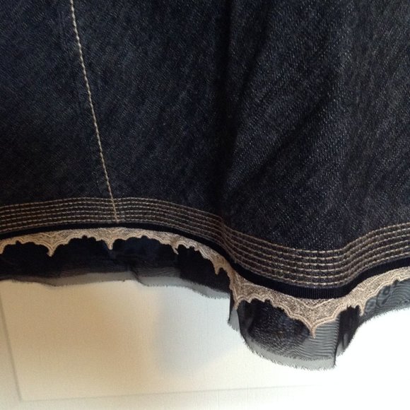 Women's Denim Skirt With Lace Trim, Size 12 - Picture 3 of 5